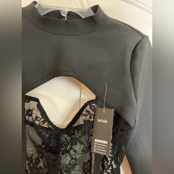 WOW Couture Sexy Bandage Black Lace Bodysuit - Size Medium - Picture 3 of 12